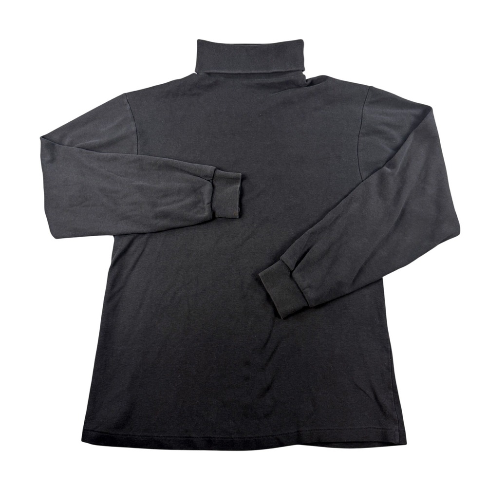 Vintage Eddie Bauer Turtleneck Mens Large Black Cotton Made In USA